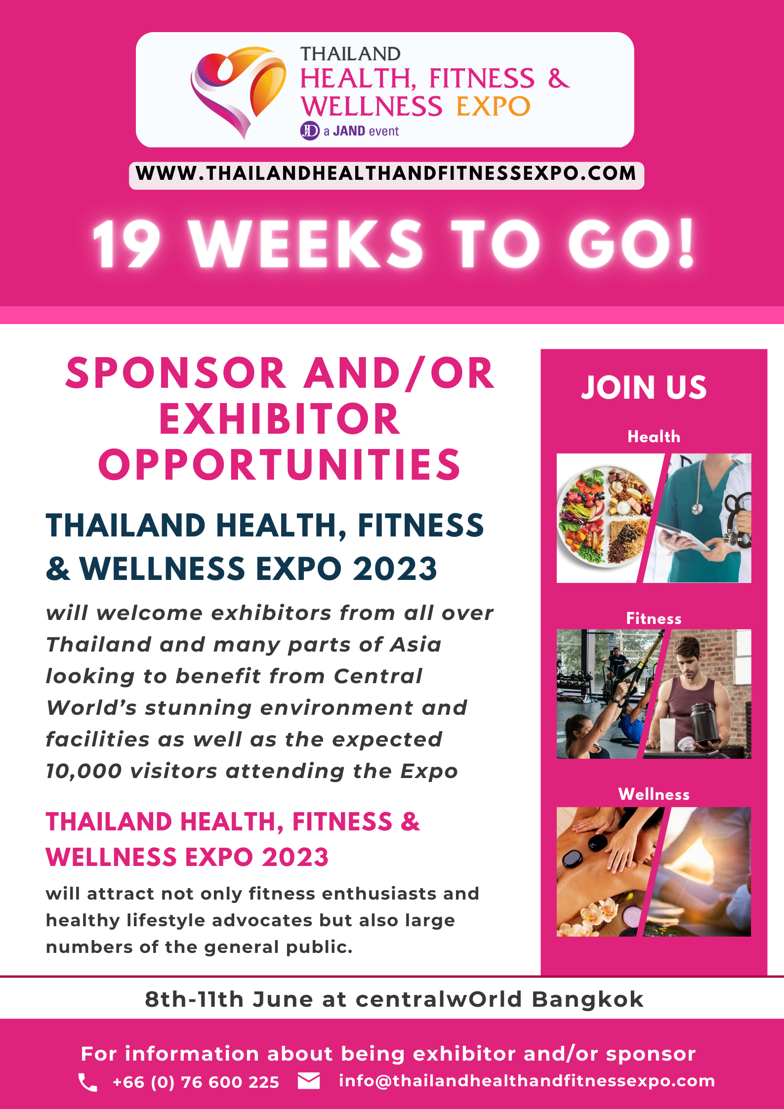 Join Thailand Health, Fitness & Wellness Expo 2023 as an Exhibitor/Sponsor